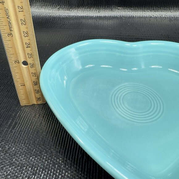 Fiestaware Turquoise Heart Bowl Fiesta Blue Dish Bowl USA Ceramic 7inch Dish VTG - Picture 2 of 12